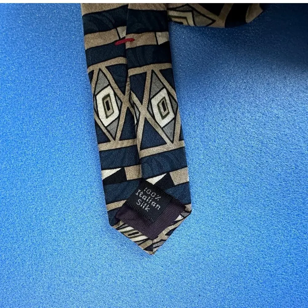Zylos George Machado 100% Italian Silk Neck Tie Blue Gray Black